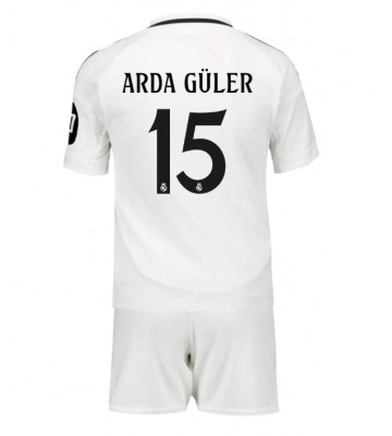 Real Madrid Arda Guler #15 Primera Equipación Niños 2024-25 Manga Corta (+ Pantalones cortos)